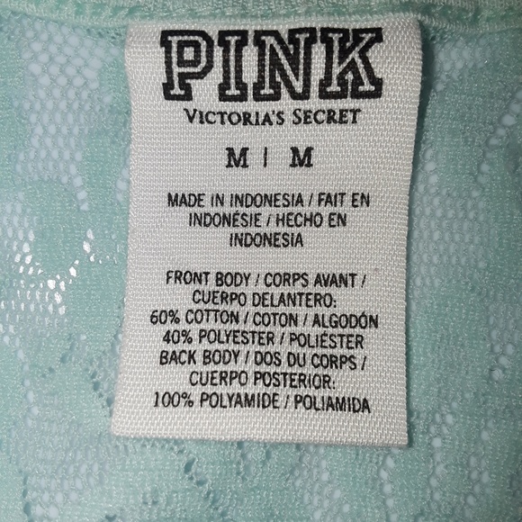 VS Mint GREEN lace crop top tie UP Burnout tee - Picture 2 of 4